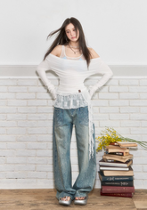 White slouch collar blouse female T-shirt
